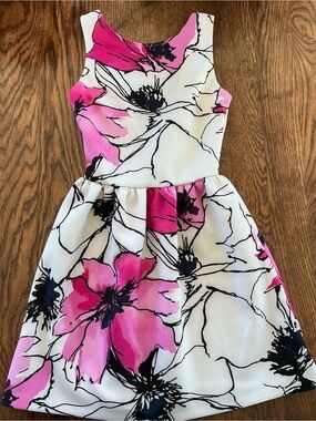 Love…ady - White & Pink Floral Fit-and-Flare Dress